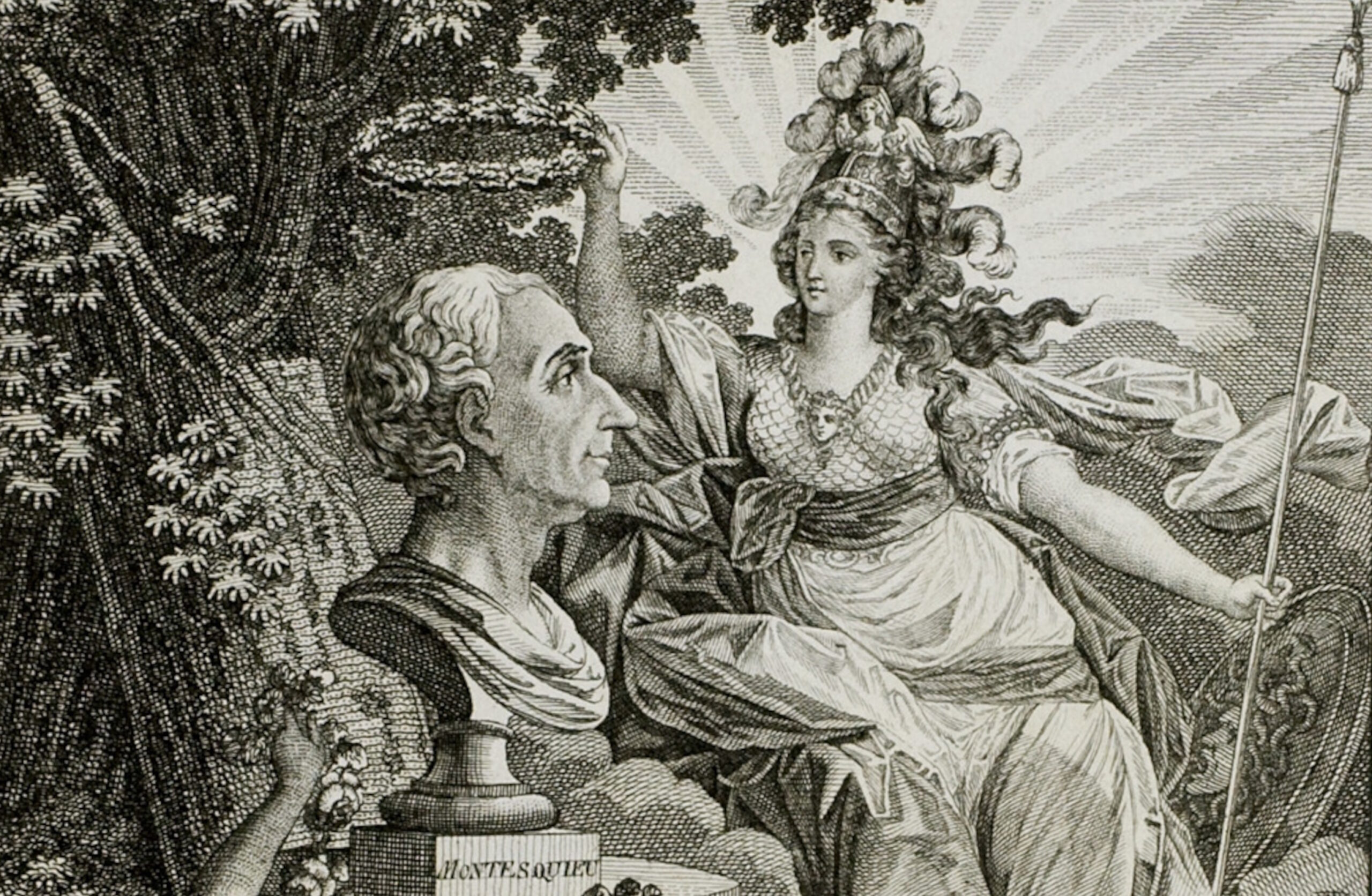 Büste von Montesquieu, gekrönt mit Lorbeerkranz