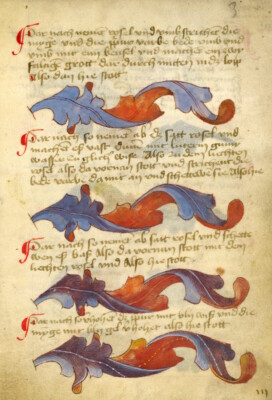 Seite aus dem Göttinger Musterbuch mit buntem Rankenwerk