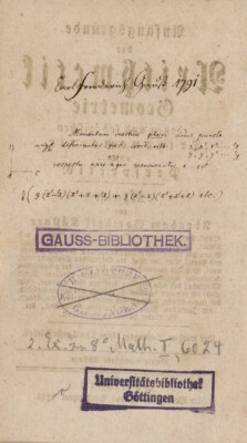Titelblatt mit Stempel und Notizen